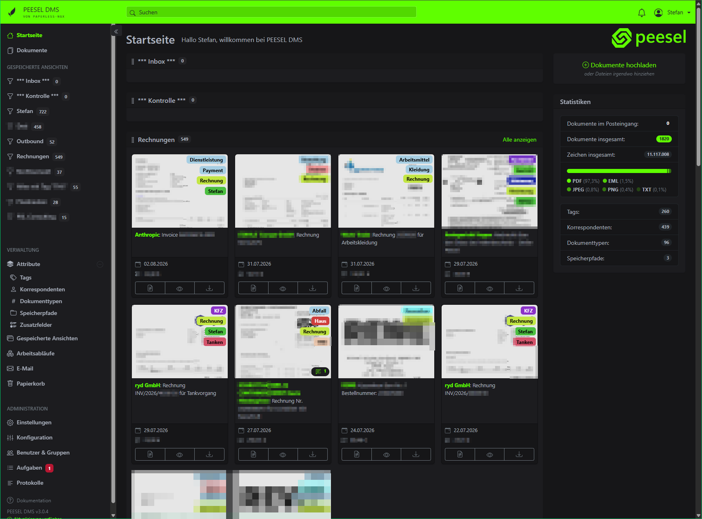 Startseite des eigenen Dokumentenmanagement-Systems